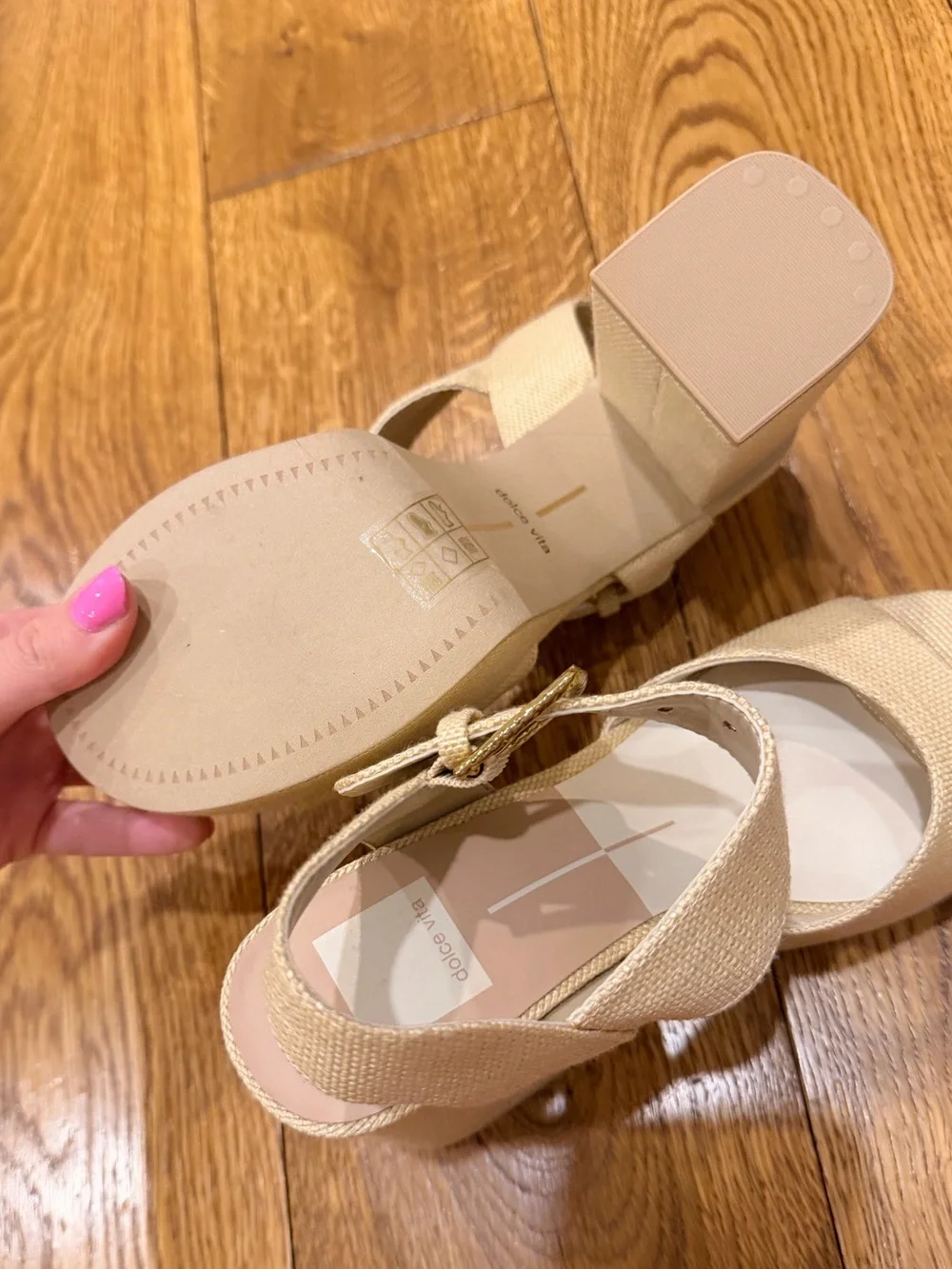 Dolce Vita Bobby Natural Woven Platform Block Heel Sandals